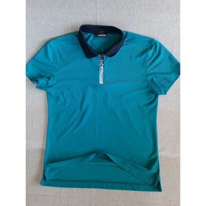J. Lindeberg Men Large Blue Pure Polyester Logo Brayden Regular Fit Golf Polo